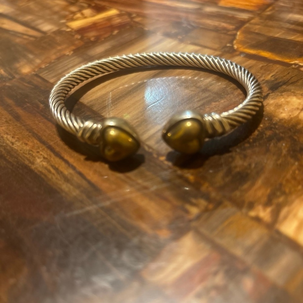 Sterling silver & 14k gold bangle